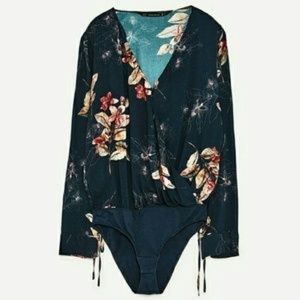 Zara Trafaluc Floral Bodysuit NWOT